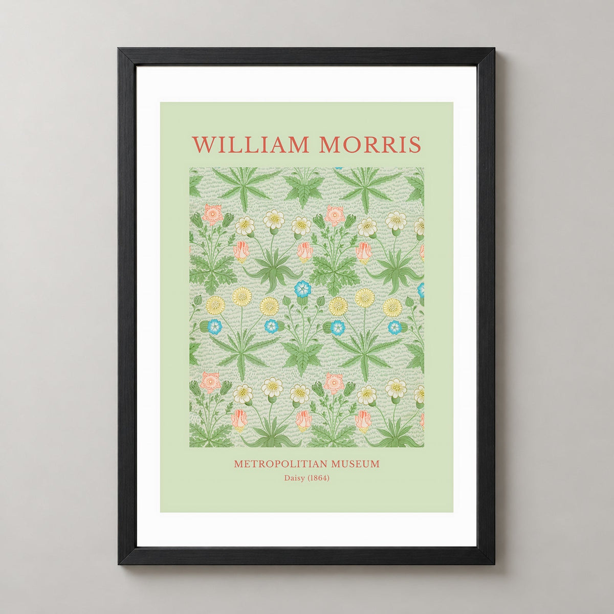 William Morris - Metropolitan Museum, Daisy Print (1864) — realistic black frame studio view
