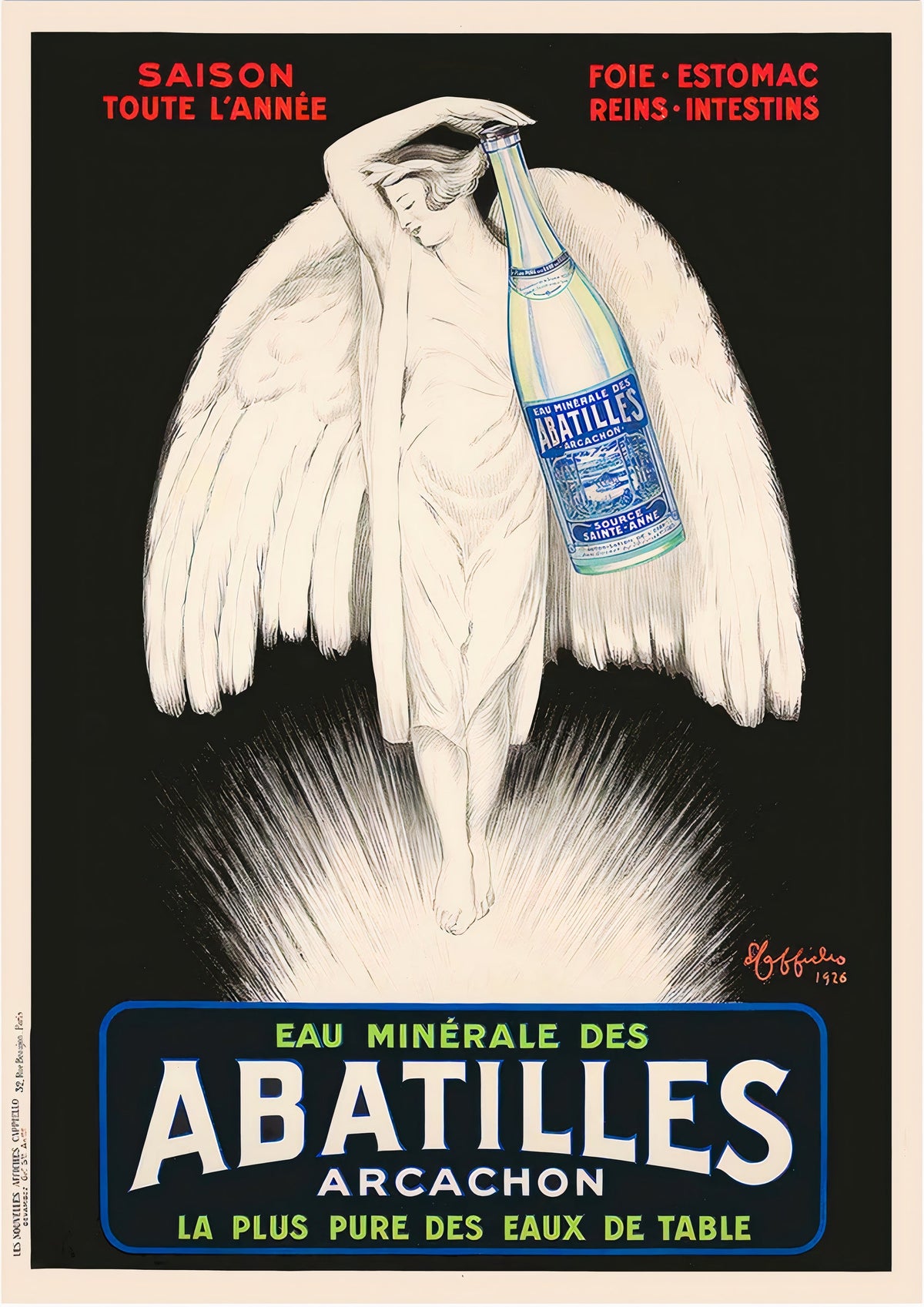 Abatilles Arcachon Mineral Water Vintage Advertising Poster by Leonetto Cappiello — poster only, complete unframed artwork