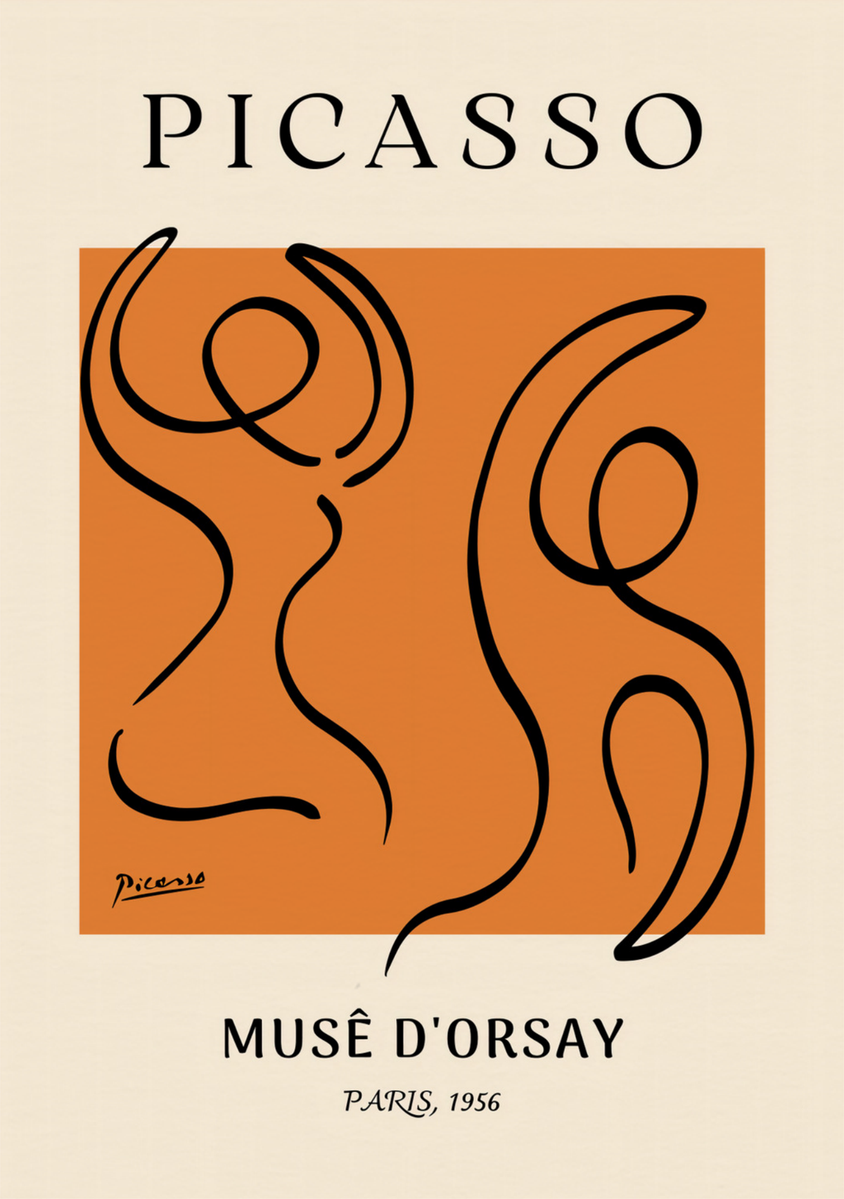 Picasso's Elegant Line Art - Musee d'Orsay 1956 Print — poster only, complete unframed artwork