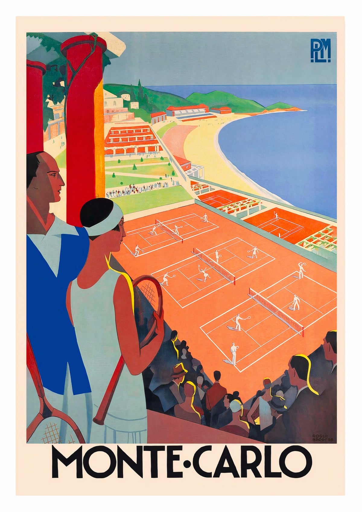 Monte Carlo Tennis Vintage Travel Poster - Framed/Unframed — poster only, complete unframed artwork