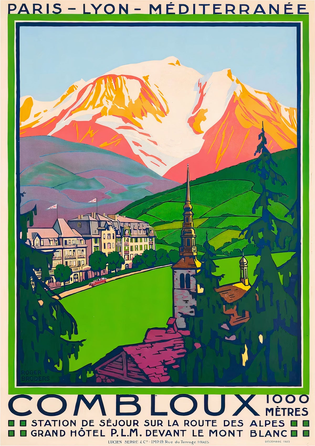 Combloux France Vintage Ski Poster - Vintage Travel Posters — poster only, complete unframed artwork