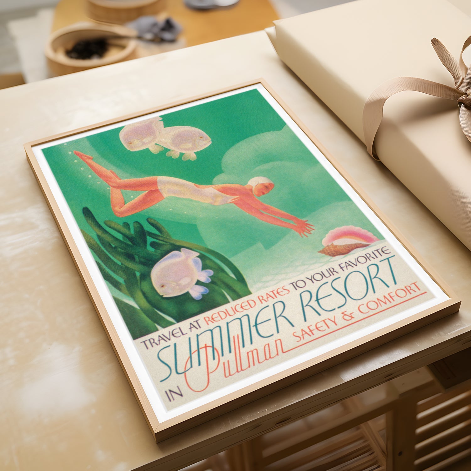 Vintage Summer Resort Travel Poster - Underwater Adventure Art Print