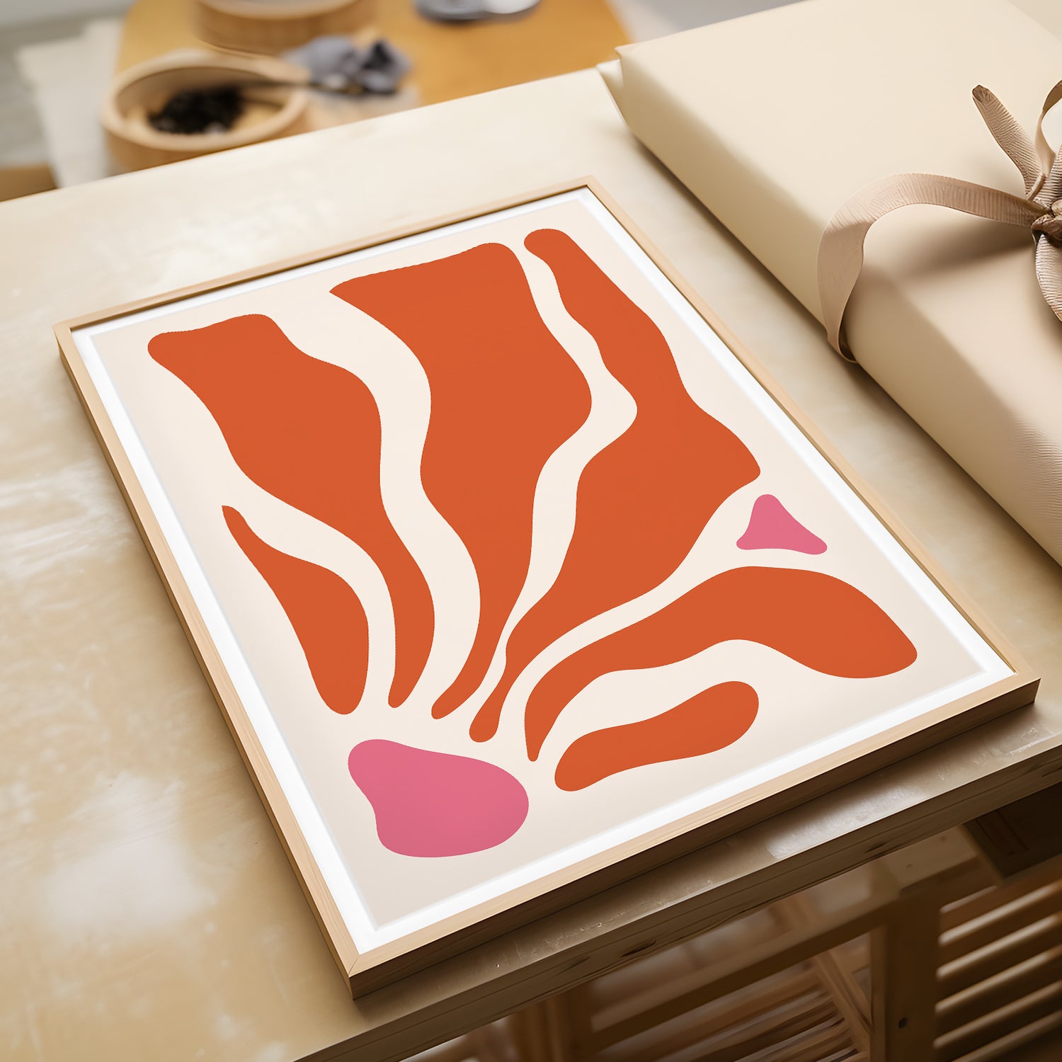 Abstract Orange and Pink Minimalist Art Print