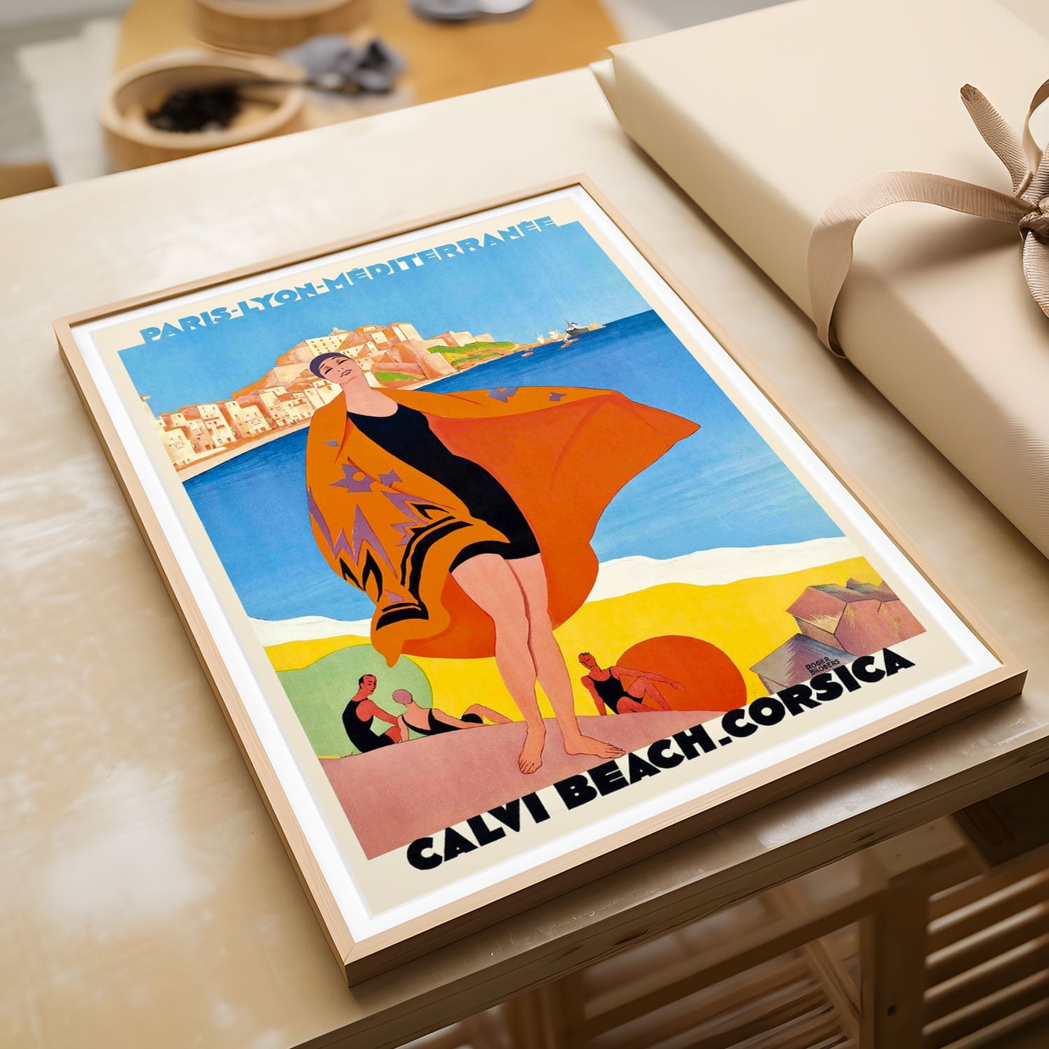 Calvi Beach Corsica Vintage Travel Poster by Roger Broders