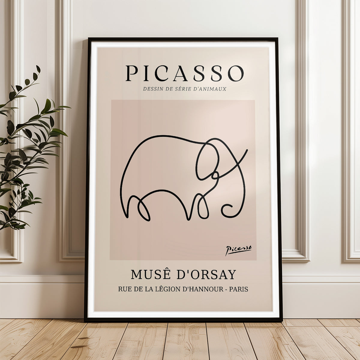 Picasso's Minimalist Elephant - Iconic Line Drawing Art Print