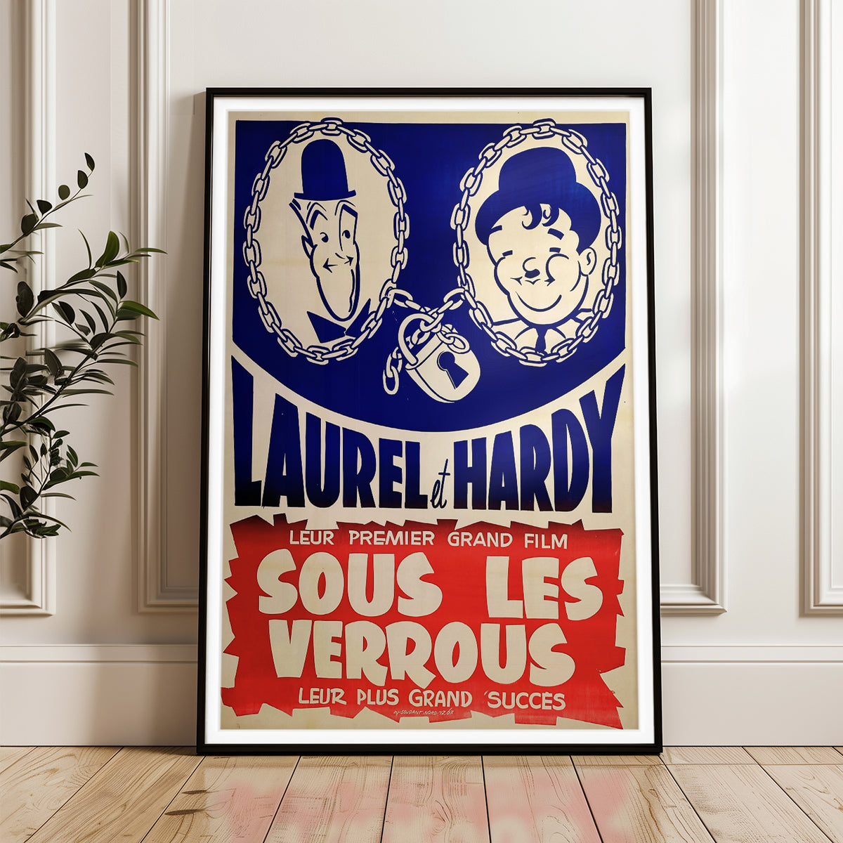 Laurel and Hardy 'Sous Les Verrous' - Vintage Movie Poster Art Print