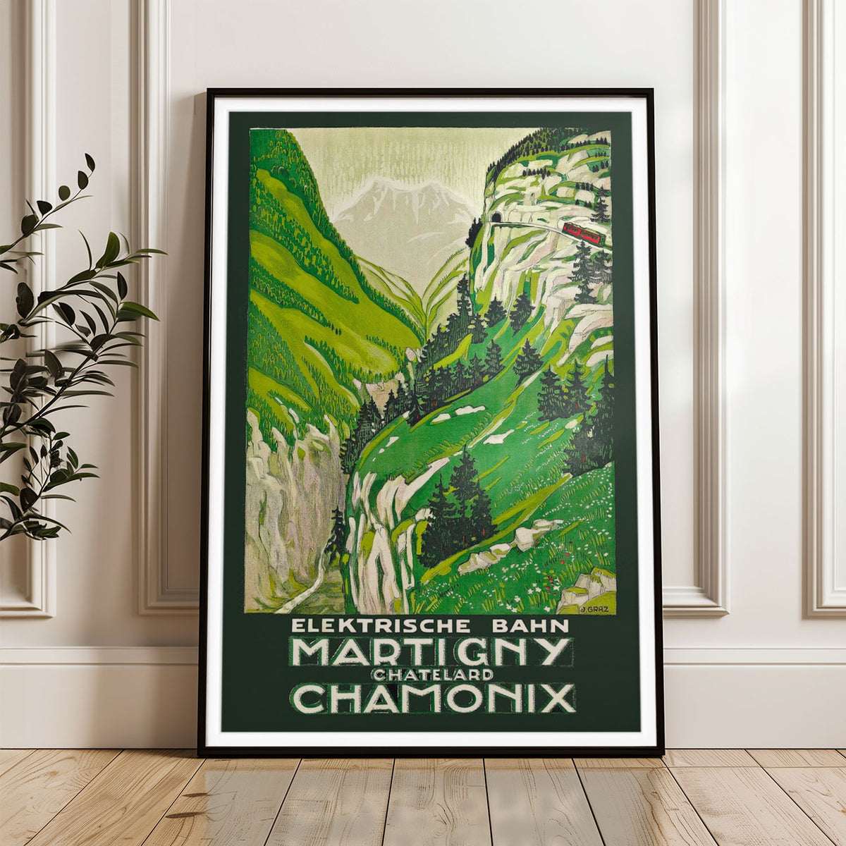 Vintage Elektirsche Bahn Martigny Chamonix Art Print by J. Graz