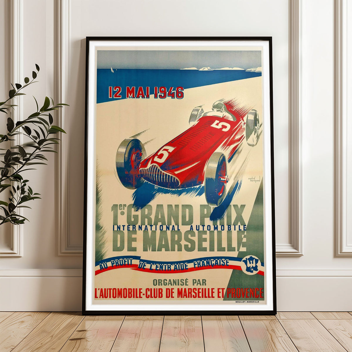 1er Grand Prix de Marseille 1946 - Vintage Racing Poster Art by André Bermond