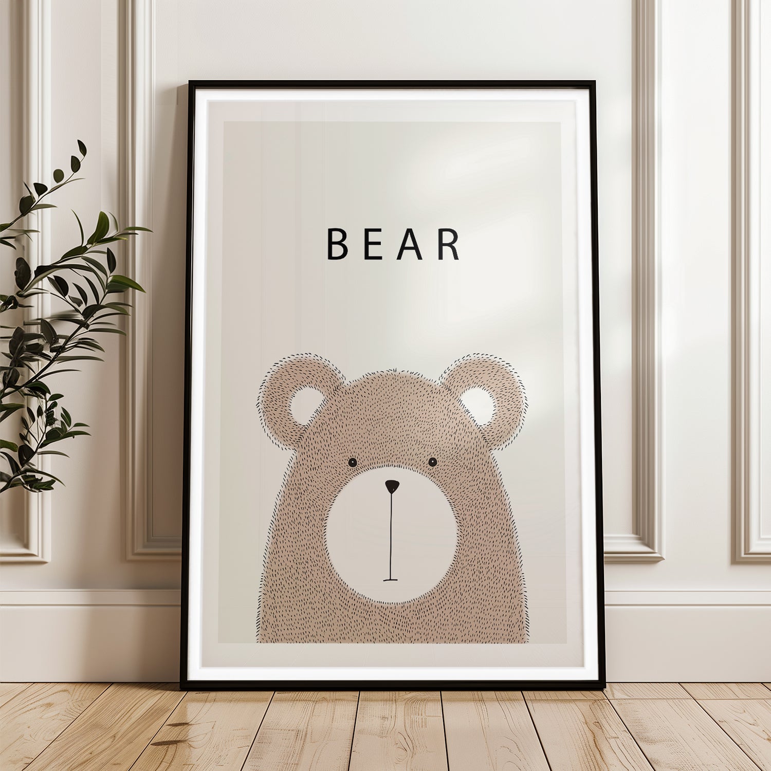 Minimalist Bear Illustration - Cute Animal Art Print