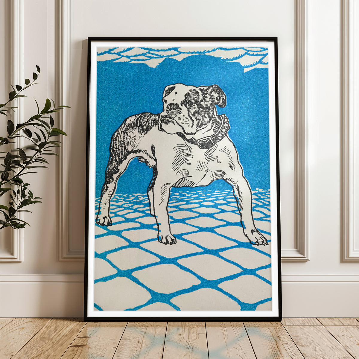 Vintage Bulldog Illustration Art Print - Charming Canine Design