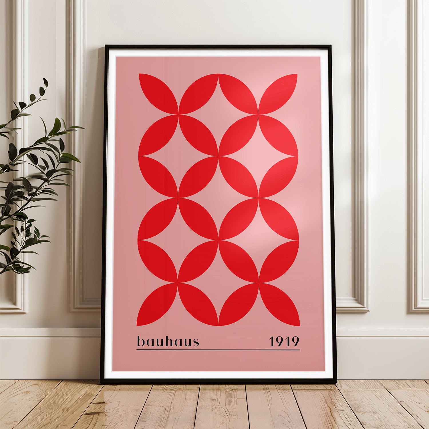 Bauhaus 1919 Geometric Red Pattern - Vintage Design Art Print