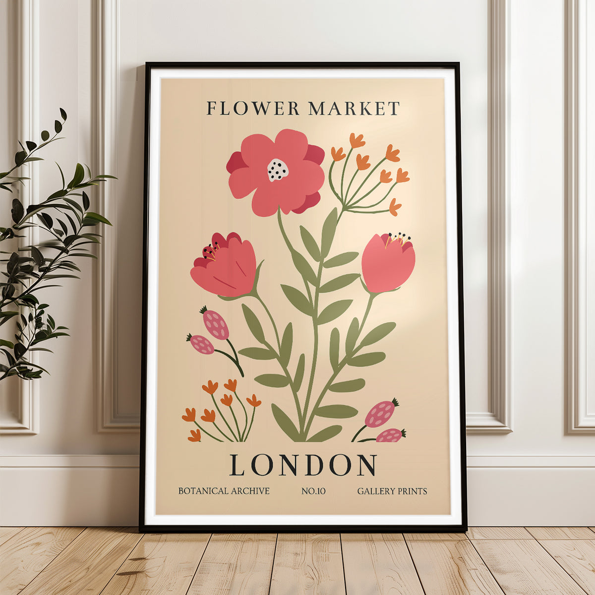 Vintage Flower Market Botanical Art Print - London Edition