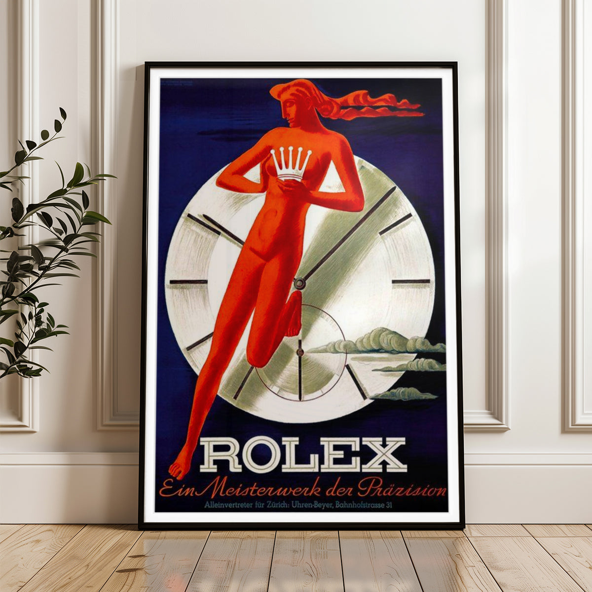 Vintage Rolex Advertising Poster - Iconic Art Deco Timepiece Illustration