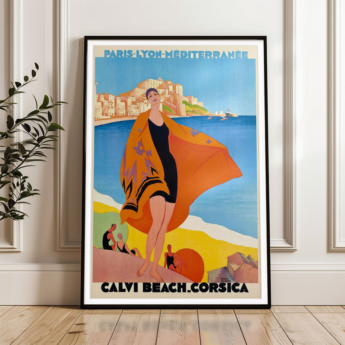 Calvi Beach Corsica Vintage Travel Poster by Roger Broders