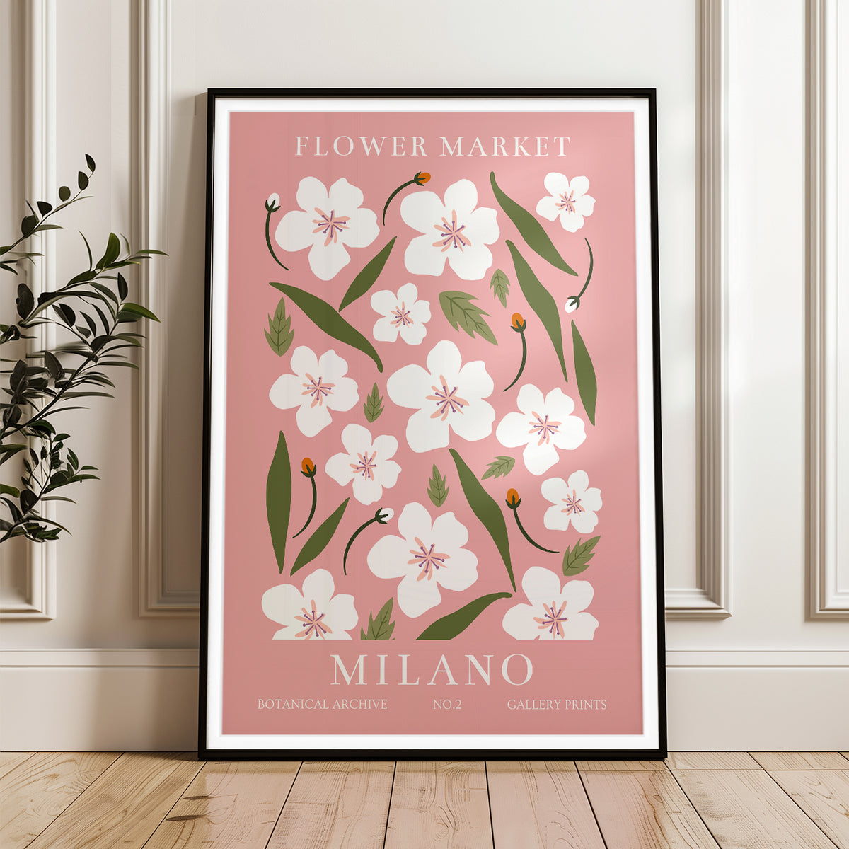 Milano Flower Market Botanical Print - Vintage Style Art