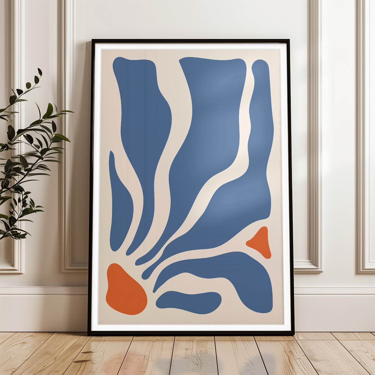 Modern Abstract Blue and Orange Art Print