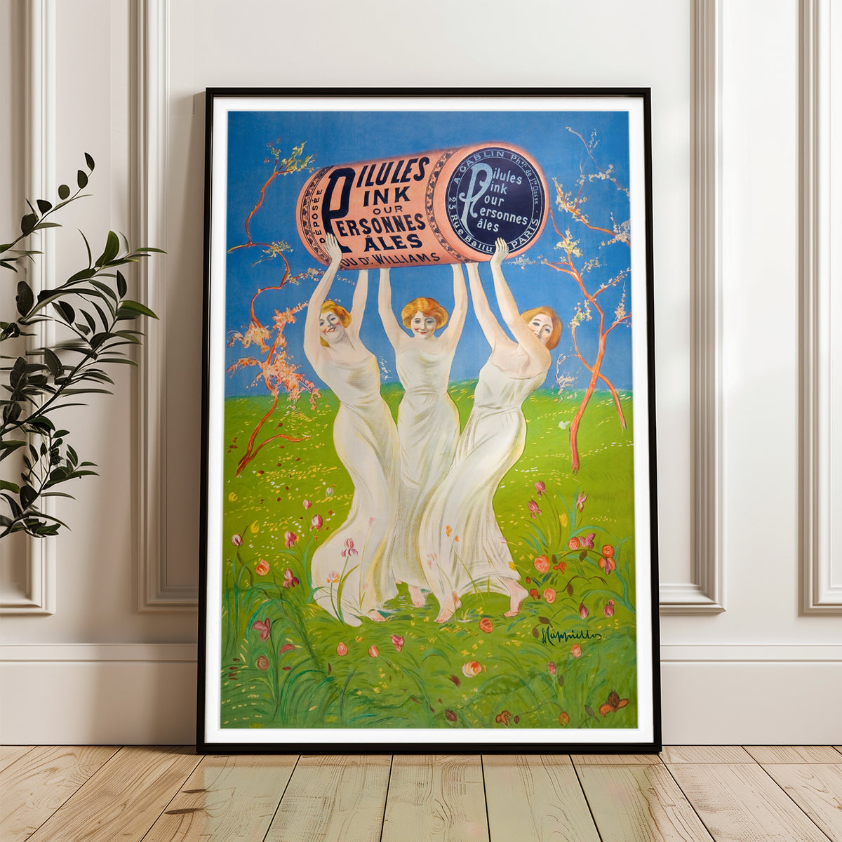 Vintage Art Nouveau Poster by Dr. Williams - Three Women with Pillules Ink