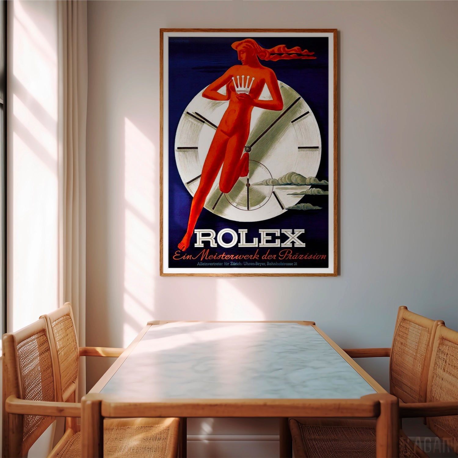Vintage Rolex Advertising Poster - Iconic Art Deco Timepiece Illustrat