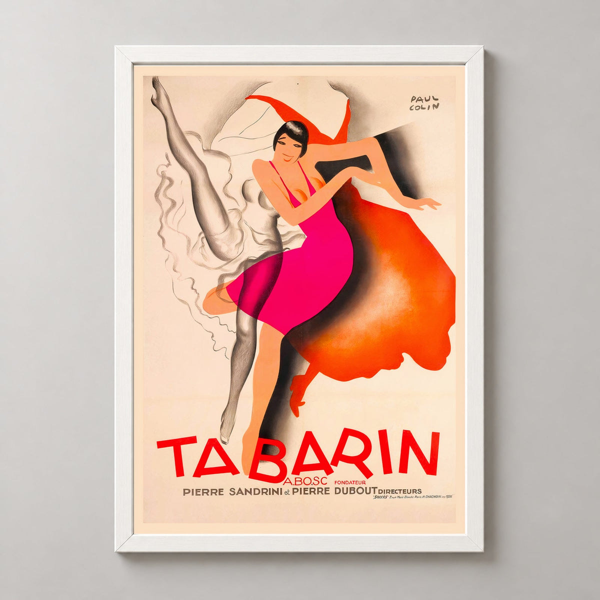 Tabarin by Paul Colin Vintage Art Deco Poster - Framed/Unframed — realistic white frame studio view