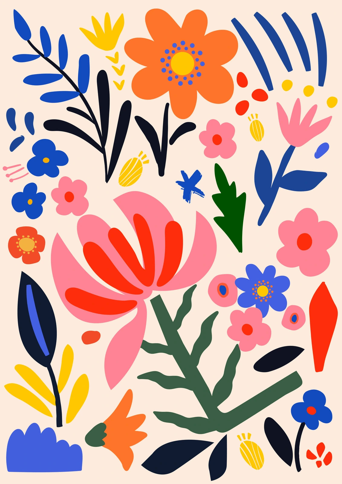 A Folk Flower Garden — borderless A-series artwork
