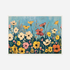 A Meadow in Blue — front view in a white frame