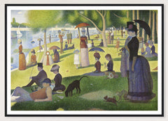 A Sunday on La Grande Jatte in a black frame; landscape front-view mockup