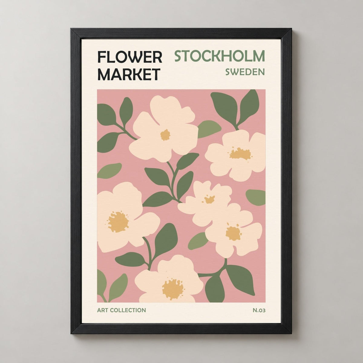 Flower Market Stockholm — realistic black frame studio view