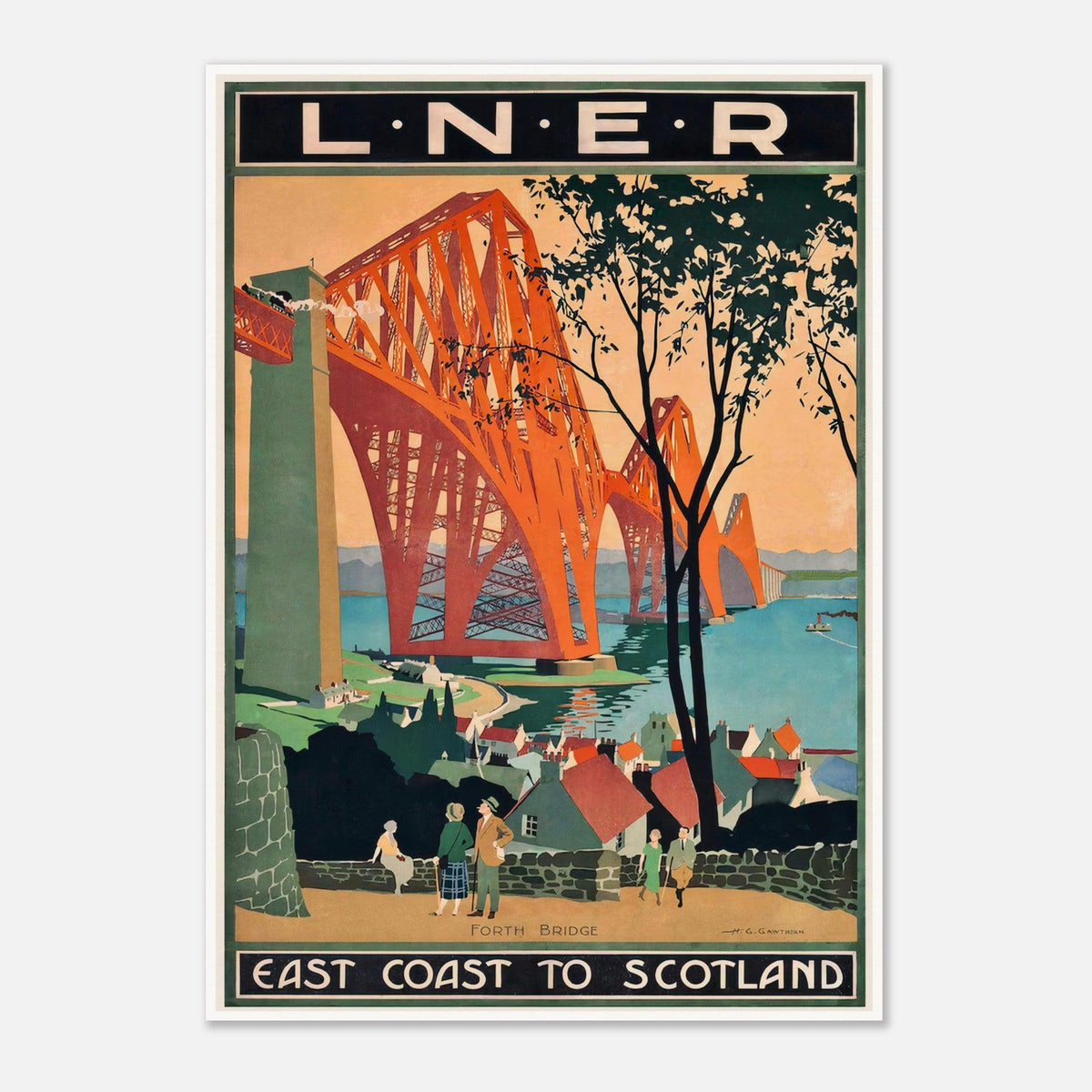 Forth Bridge East Coast to Scotland Vintage Travel Poster