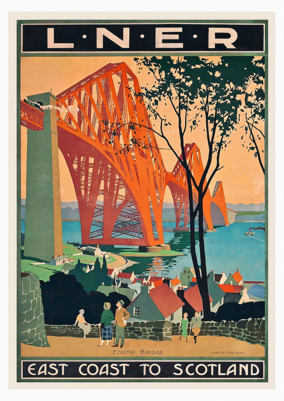 Forth Bridge East Coast to Scotland Vintage Travel Poster — poster only, complete unframed artwork