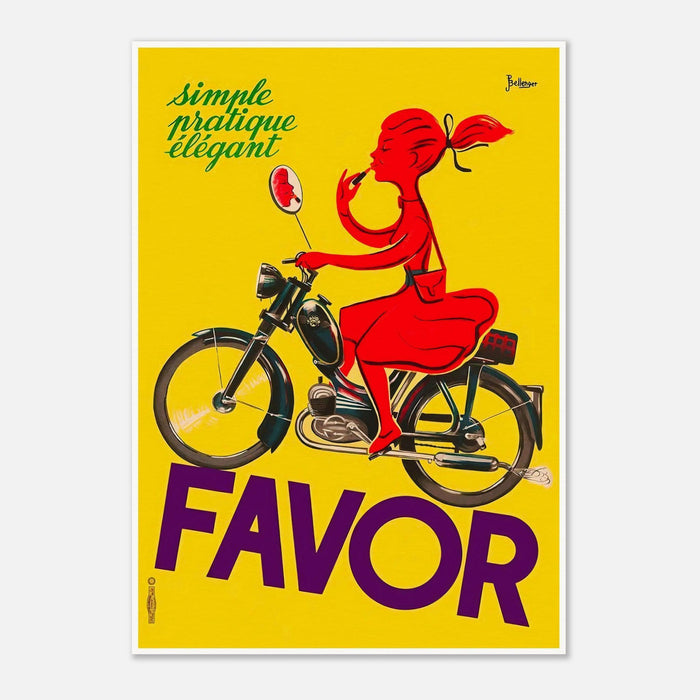 Favor Lipstick Girl on a Bicycle Vintage Advertising Poster