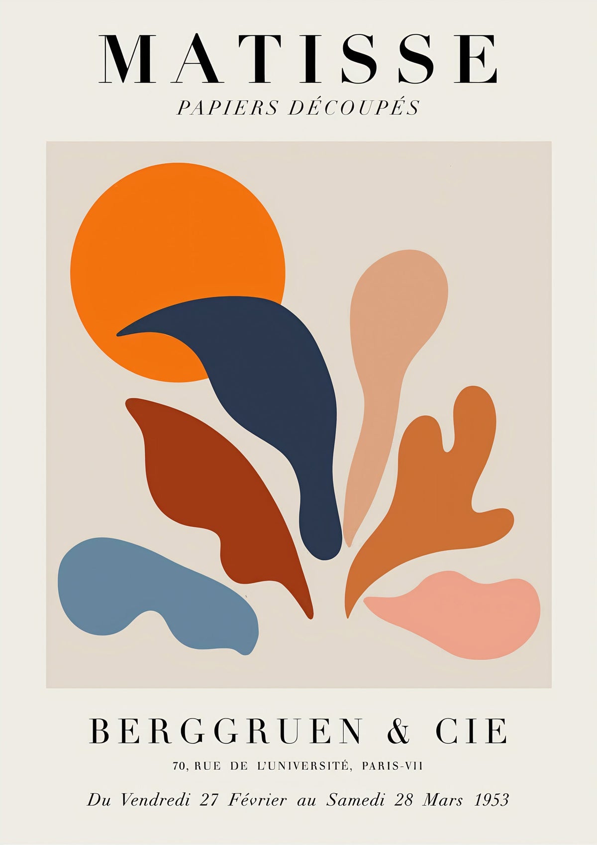 Coral Over Sun, Modernist Henri Matisse Print — poster only, complete unframed artwork