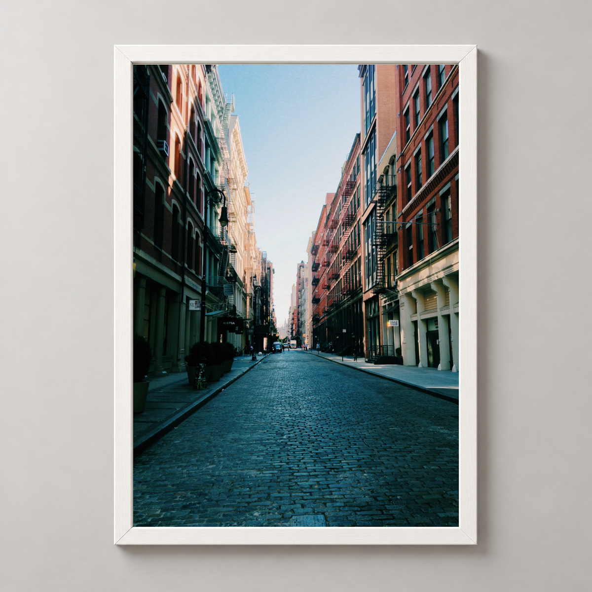 Urban Street View - Architectural Photography Art Print — realistic white frame studio view