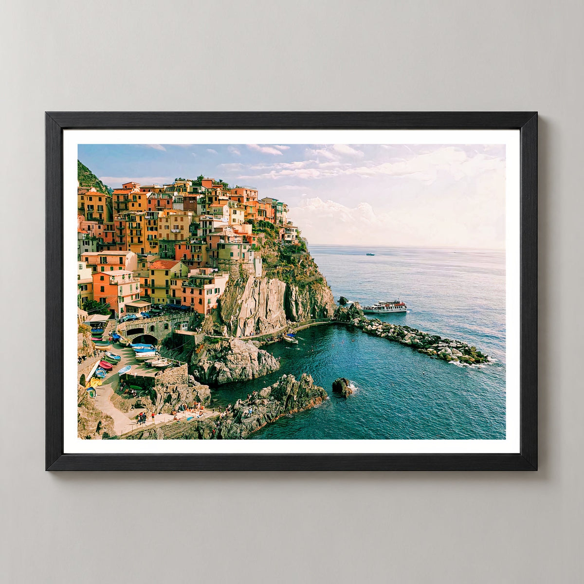 Manarola Cinque Terre Italy — realistic black frame studio view