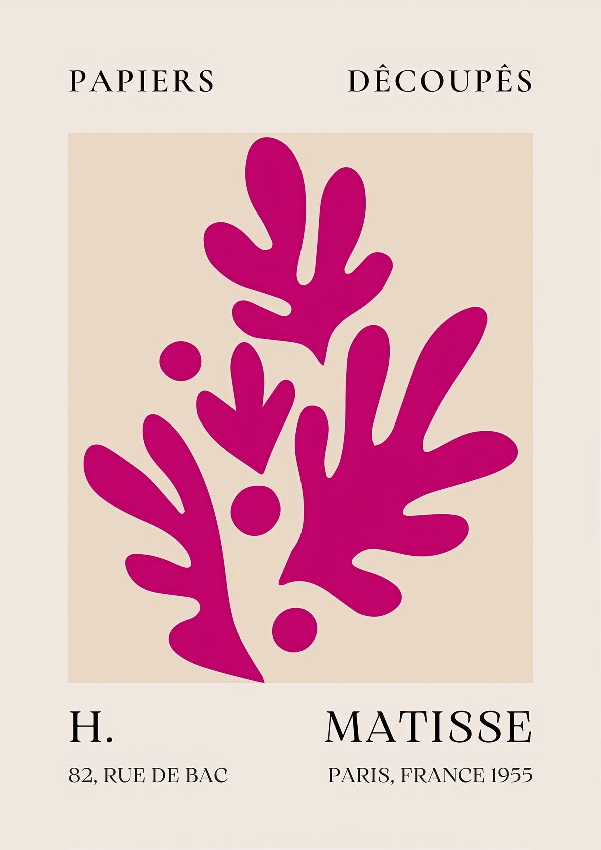 Papiers Découpés H. Matisse Print Pink Foliage II (1955) — poster only, complete unframed artwork