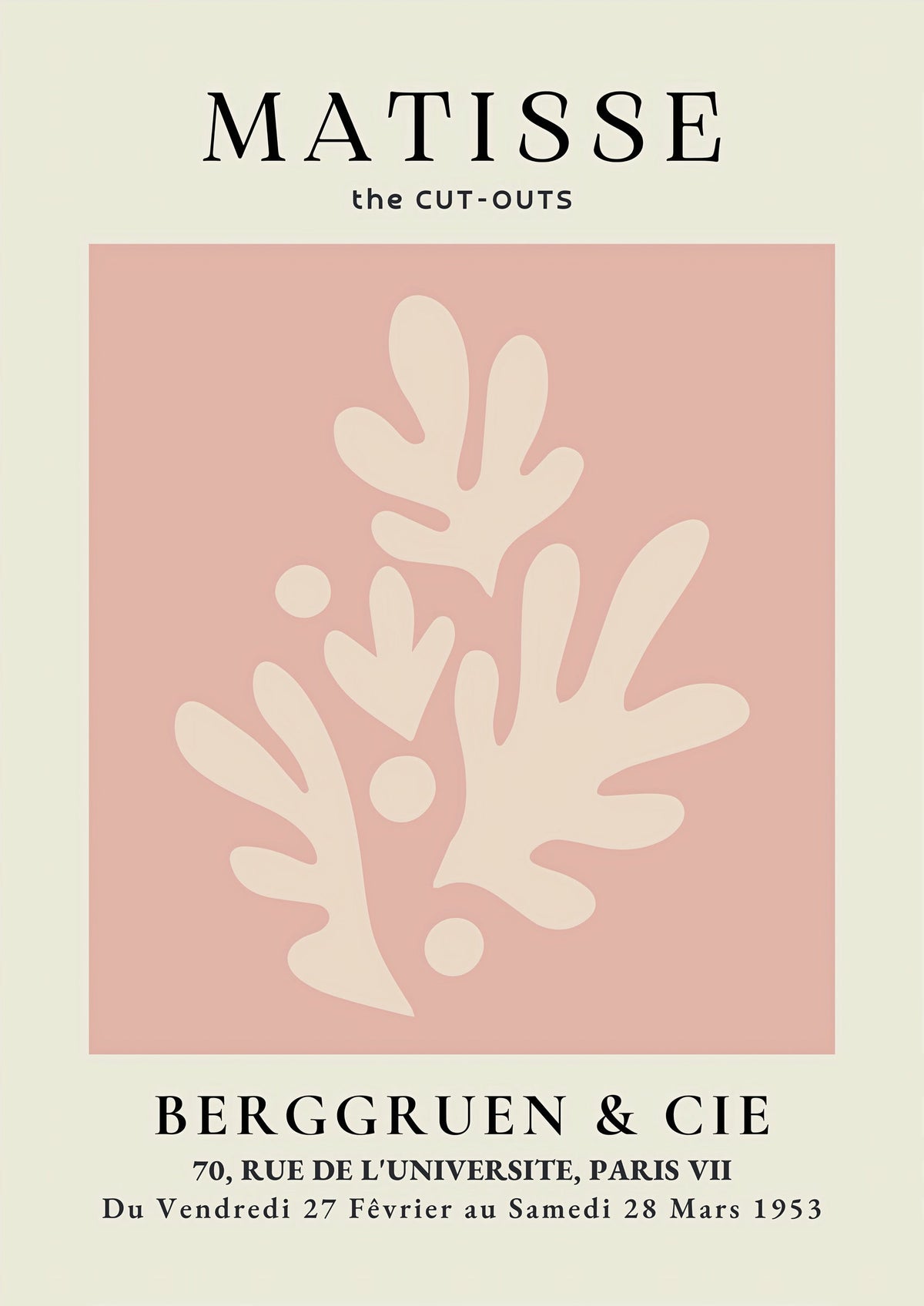 Henri Matisse Pink Exhibition Print at Berggruen & Cie — poster only, complete unframed artwork