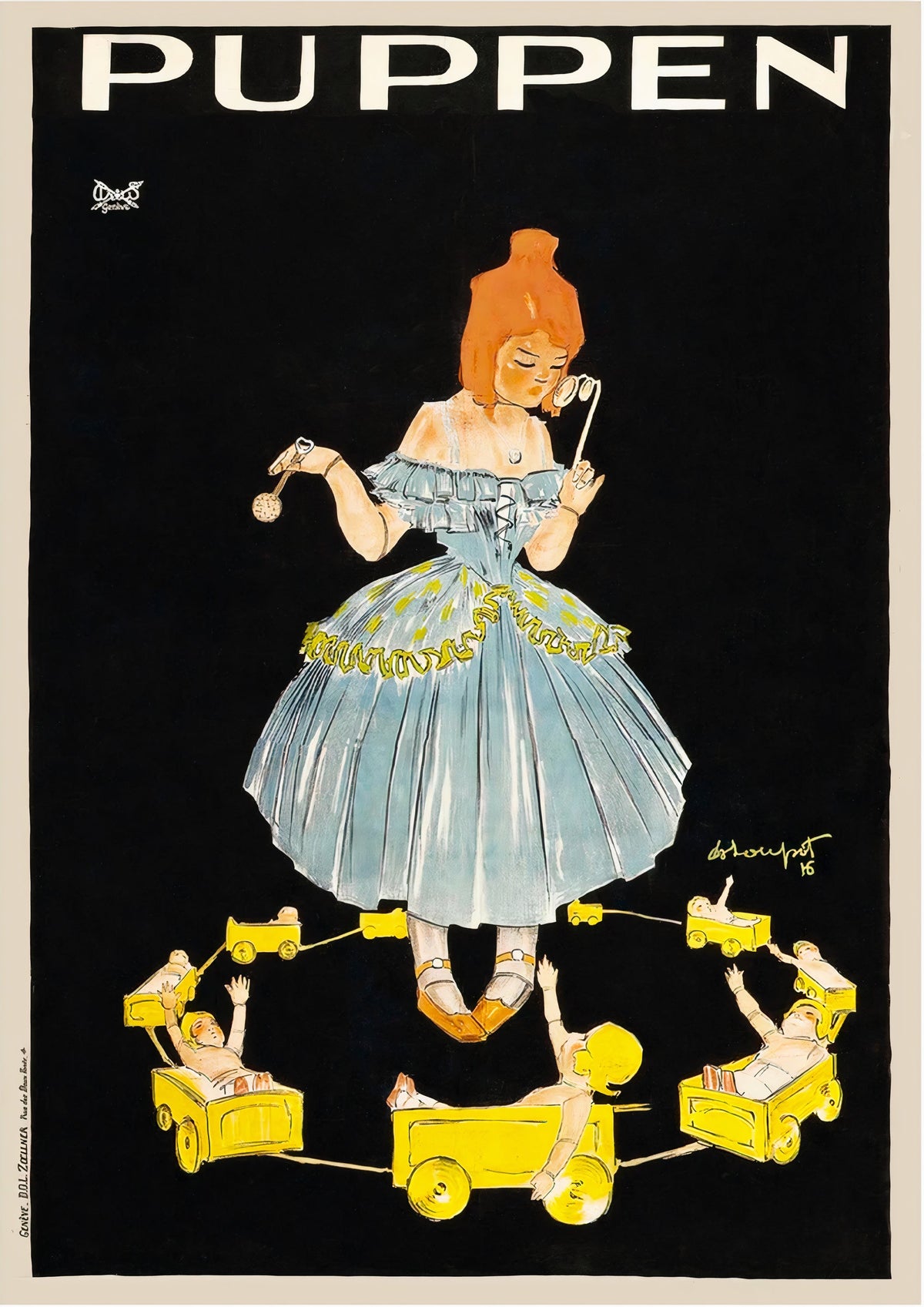 Puppen Dolls Vintage Advertising Poster - Framed/Unframed — poster only, complete unframed artwork