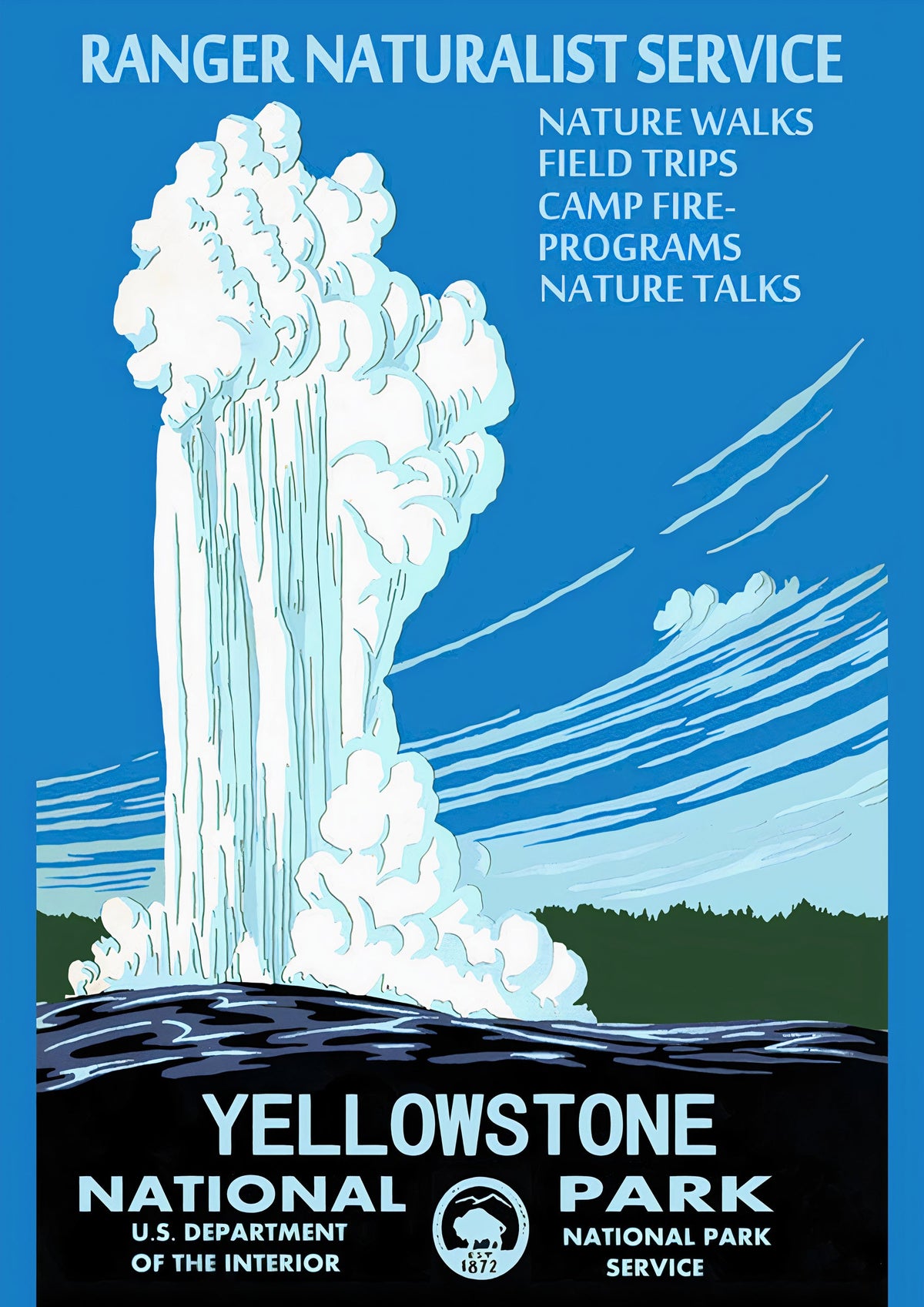 Yellowstone National Park Old Faithful Vintage Travel Poster 1938 — poster only, complete unframed artwork
