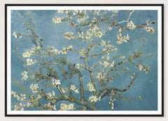 Almond Blossom in a black frame; landscape front-view mockup