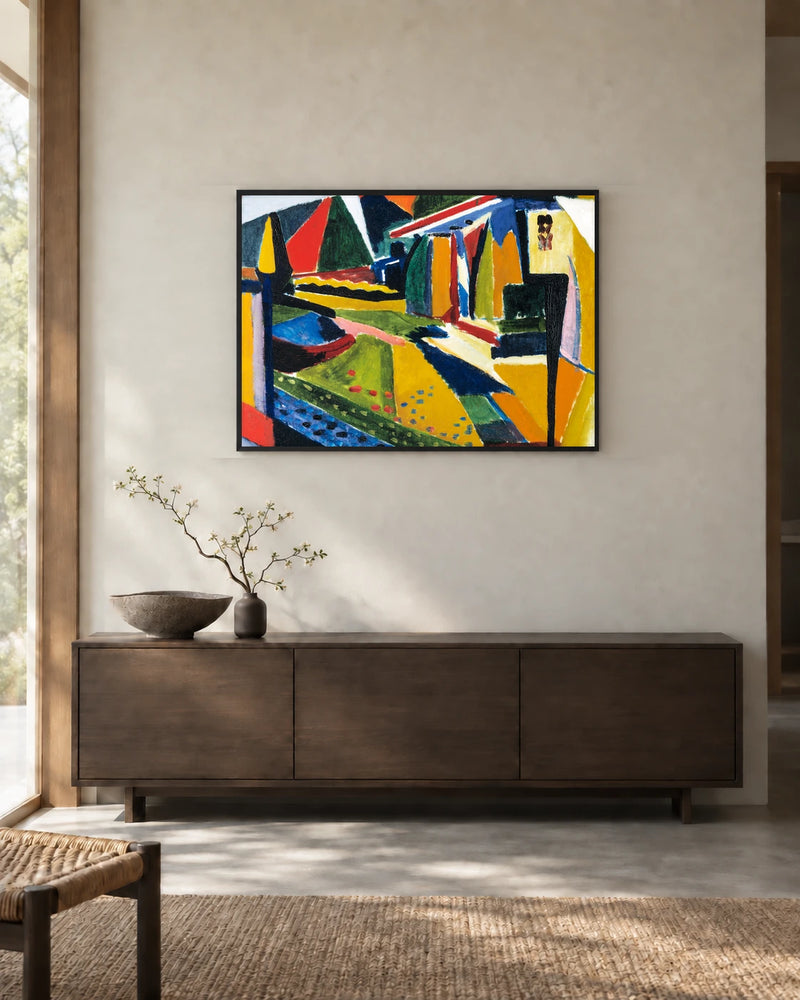 Angular Landscape — styled room visualisation in a black frame