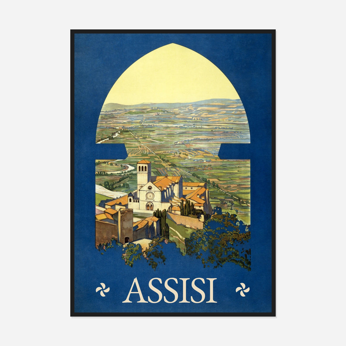 Assisi — Through the Arch — front view in a black frame