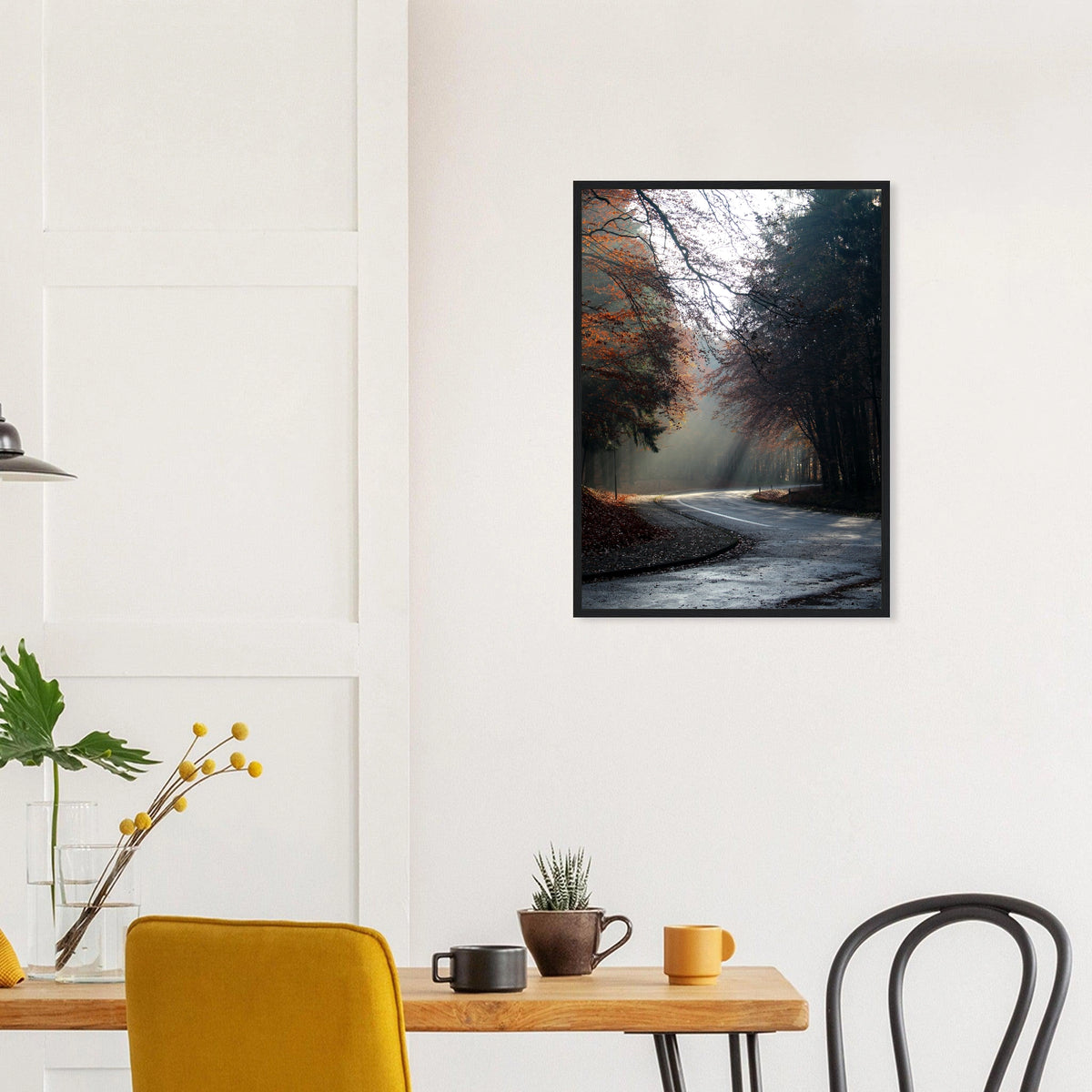 Autumn Forest Photographic Art Print — black frame view of the full-bleed print.