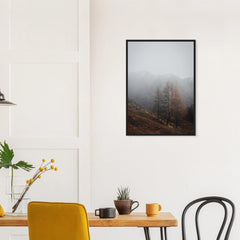 Autumn Mist in a black frame above a dining table; styled room mockup