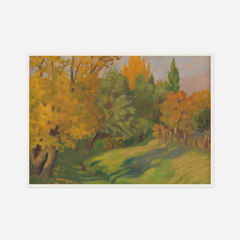 Autumn Path — front view in a white frame