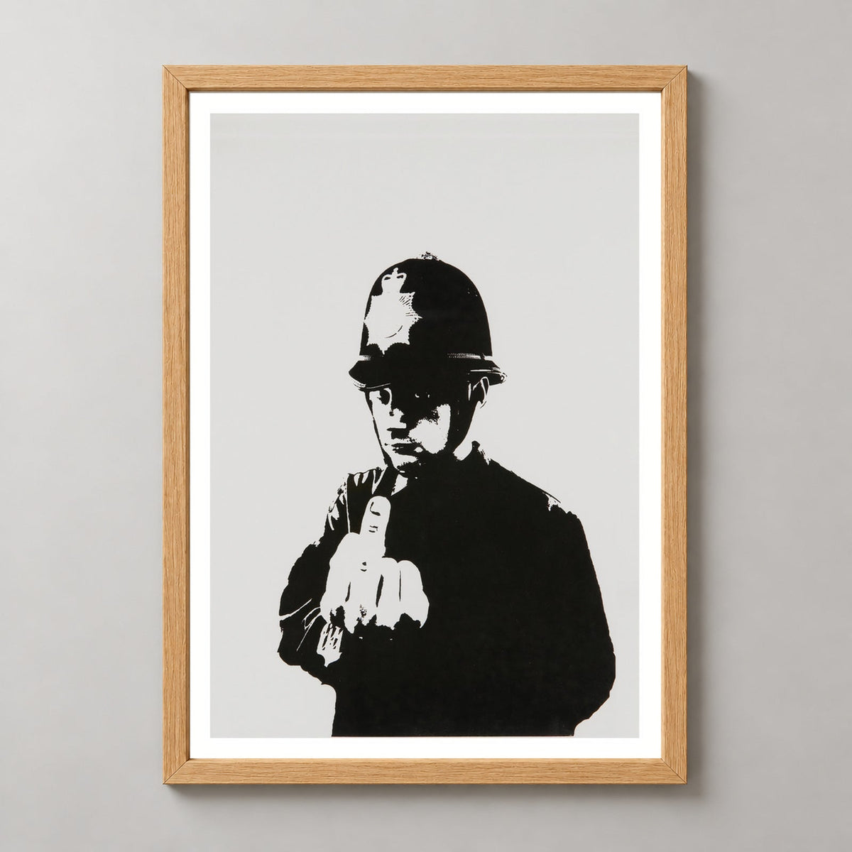 Banksy Rude Copper, 2002 — realistic natural wood frame studio view
