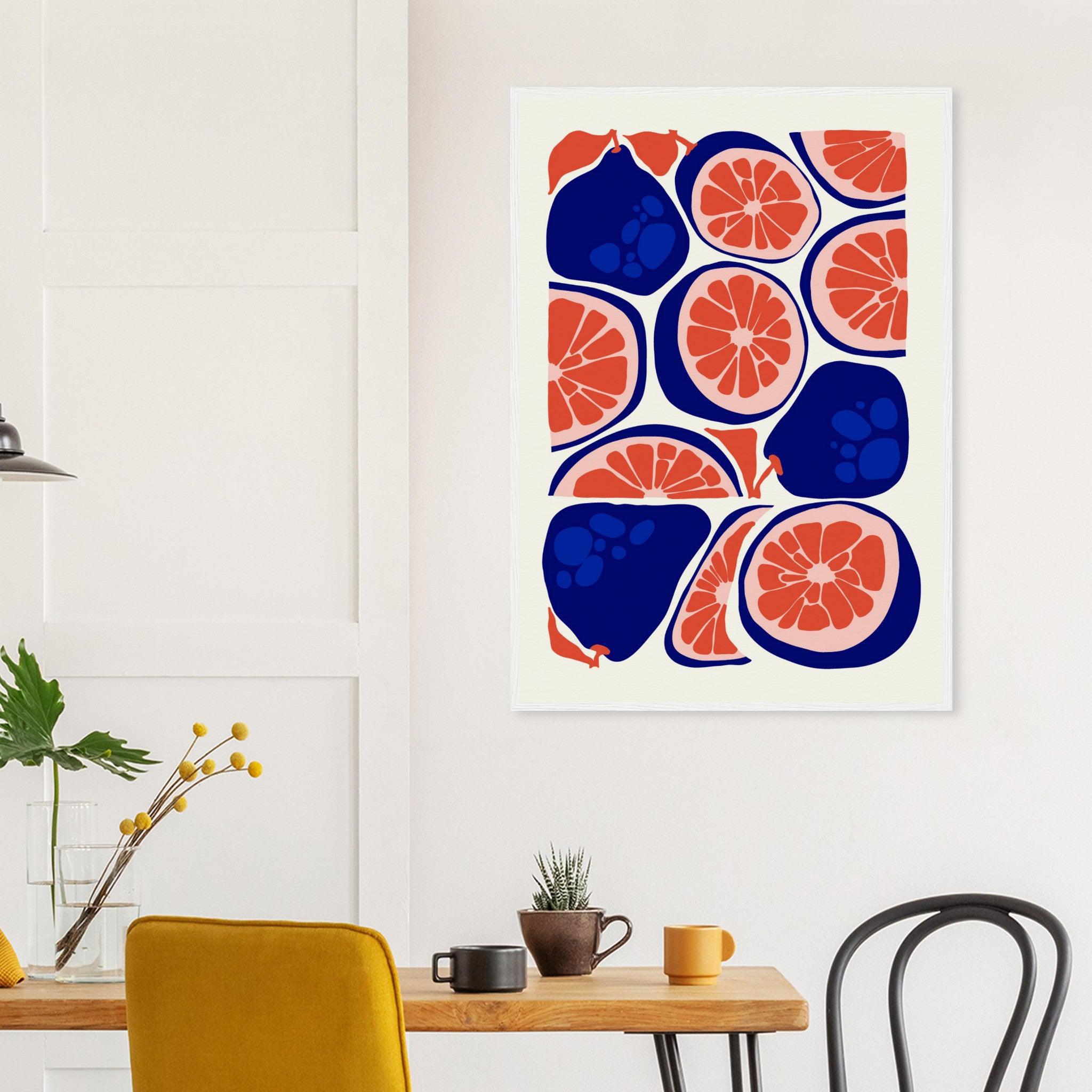 Pear Grapefruit | Abstract Fruit Collection | Kitchen Wall Art