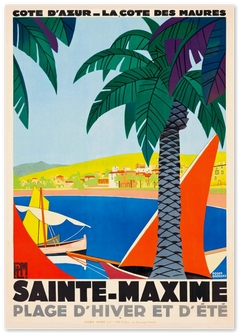 Sainte Maxime French Riviera France Vintage Travel Poster - Galrie