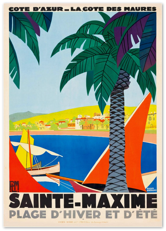 Sainte Maxime French Riviera France Vintage Travel Poster - Galrie