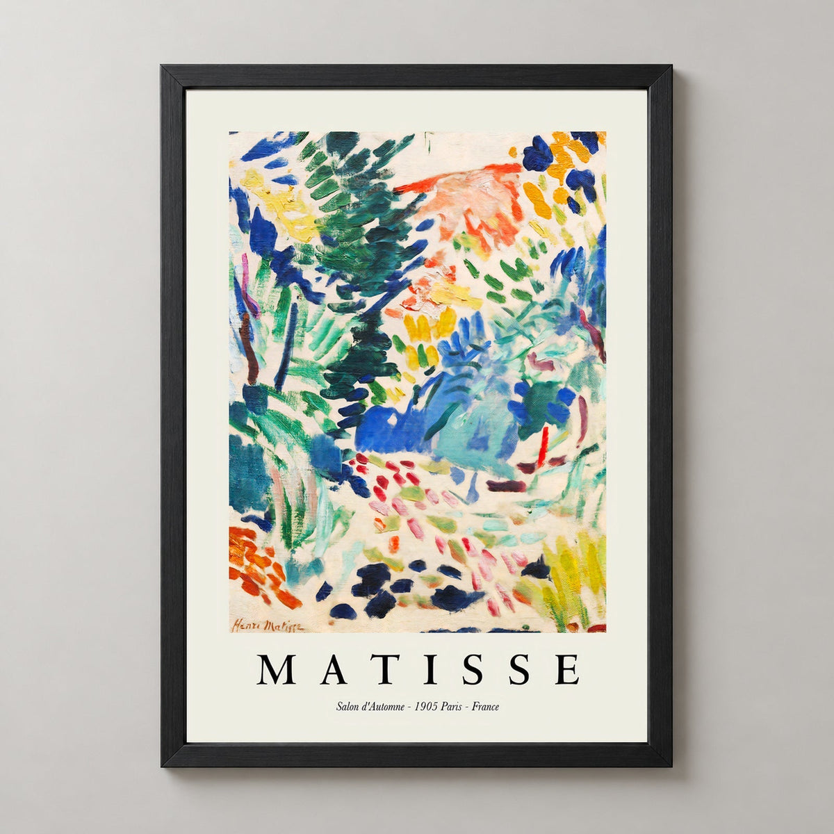 Landscape at Collioure by Henri Matisse Print (1905) — realistic black frame studio view