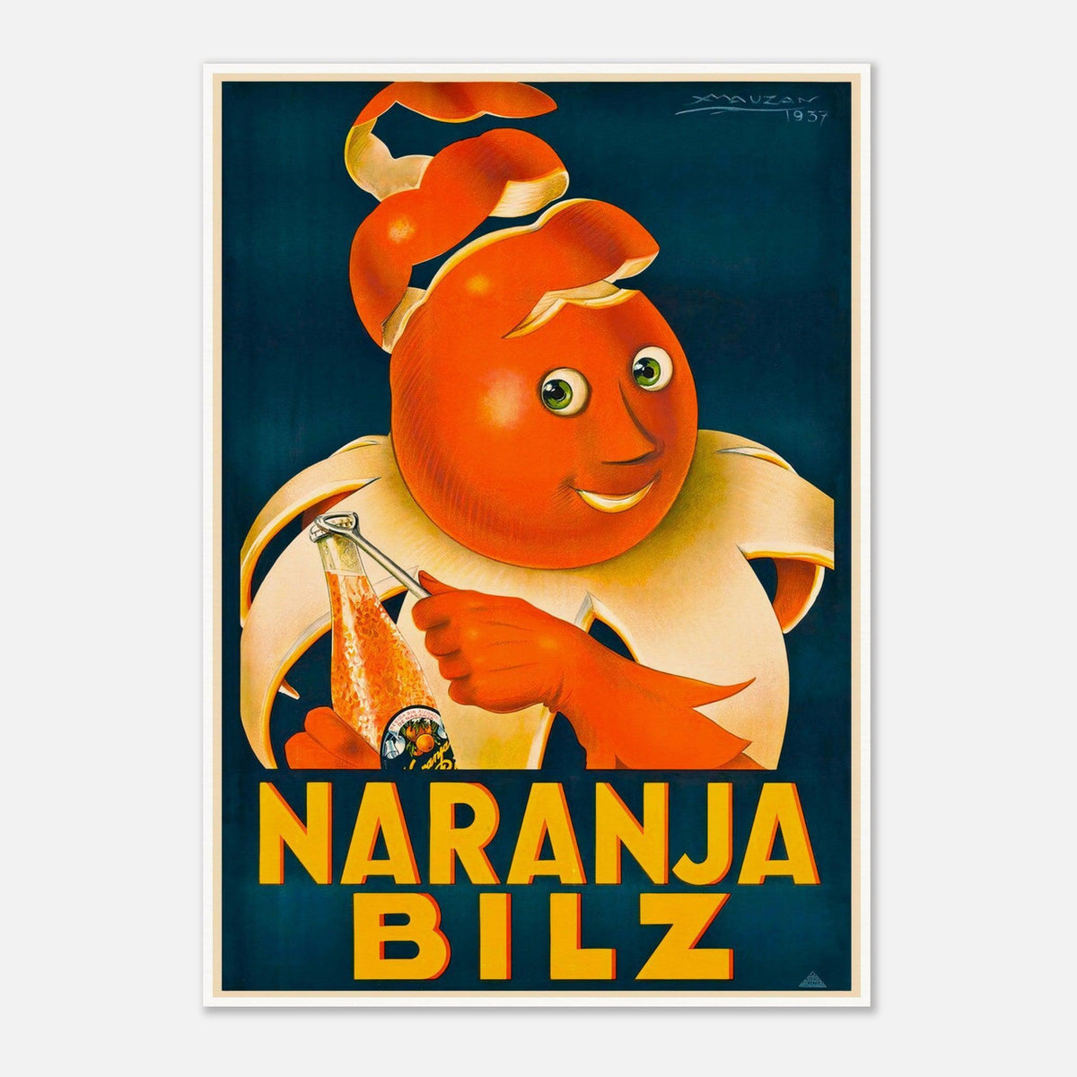 Naranja Bilz Orange Juice Vintage Advertising Poster by Achille Mauzan