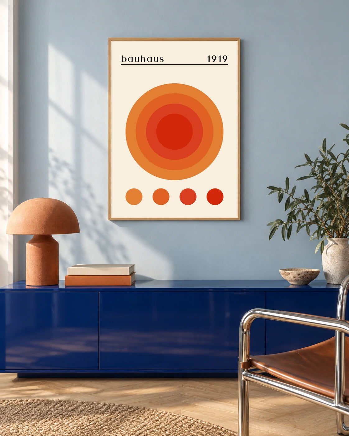 Bauhaus Amber Sun Art Print in a styled interior